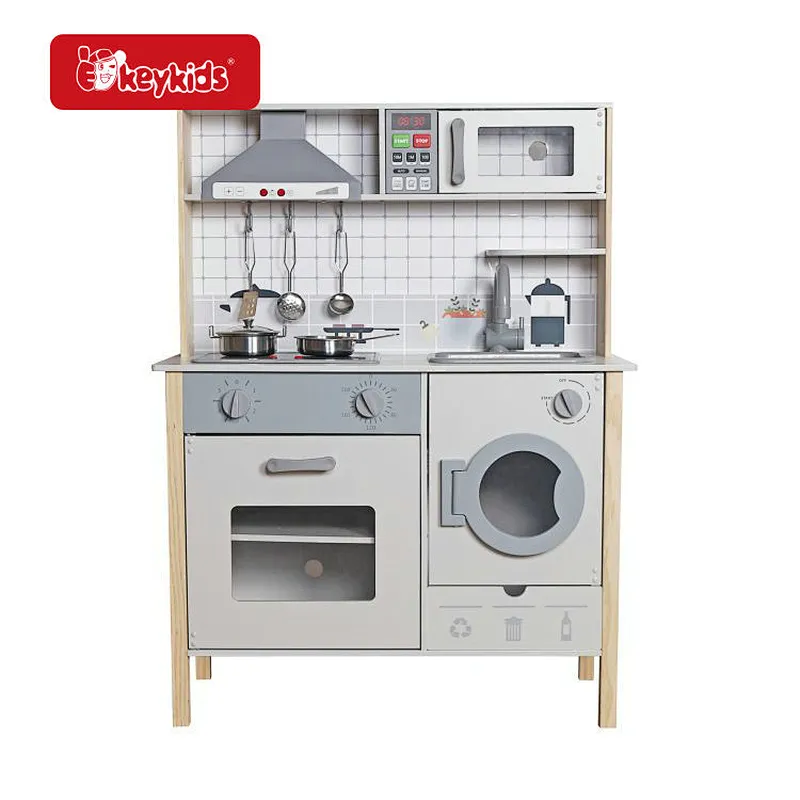 Popular Kids Cooking Play Set Electric Wooden Kitchen Toy With Light Sound W10C824